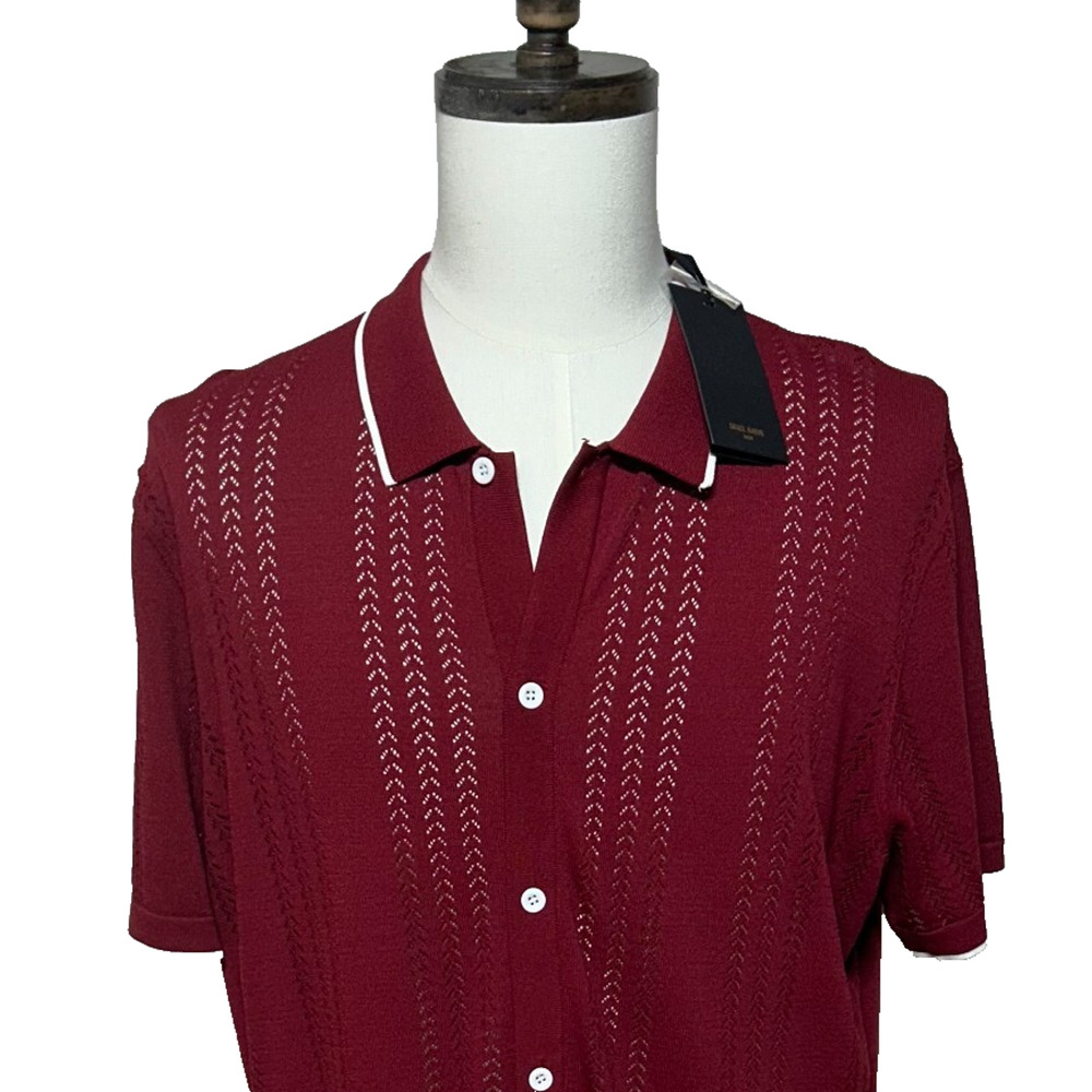 Grace‎ Karin Shirt Mens XXL Red Breathable Hollow Out Button Up Golf Polo NWT